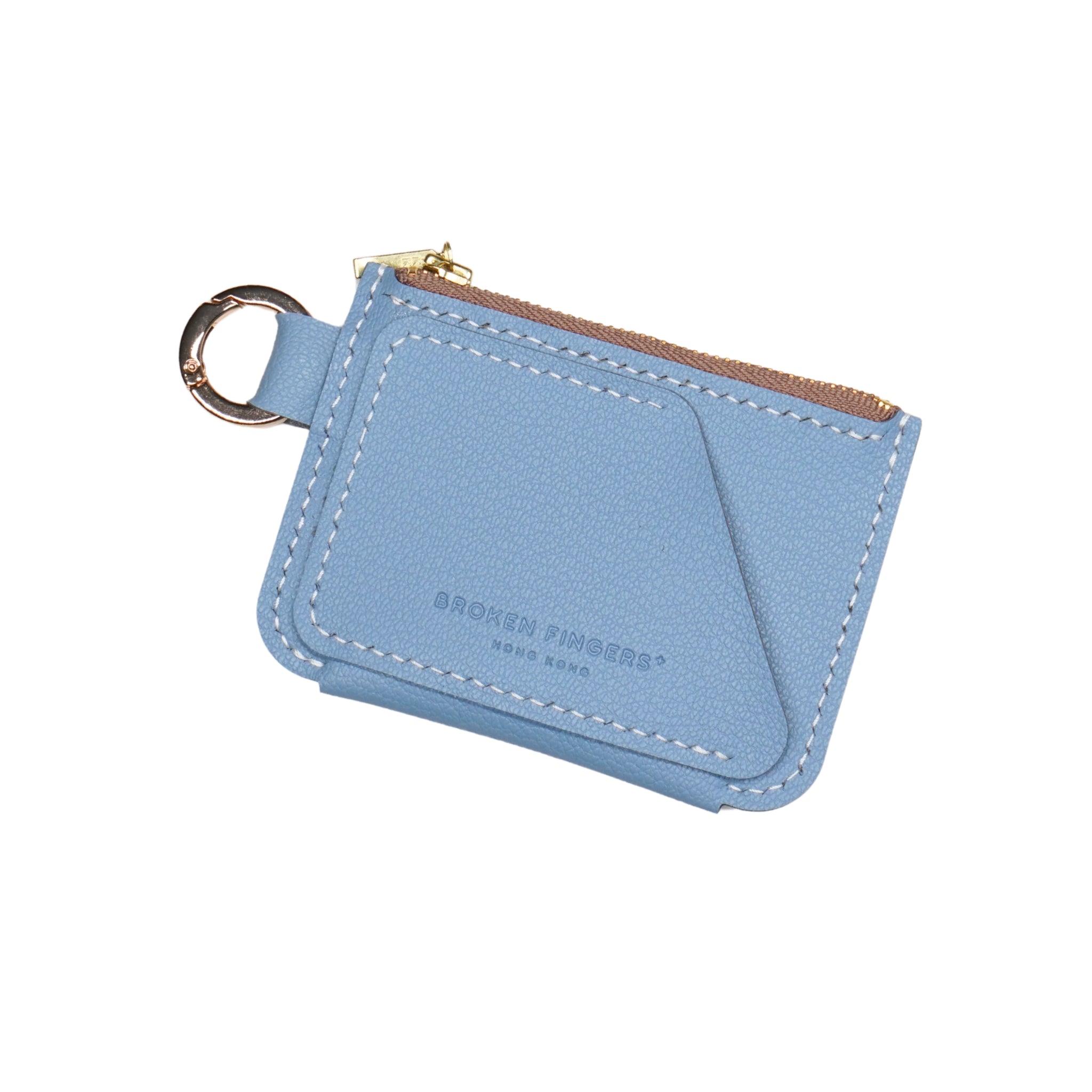 Boyfriend Coinsbag 粉藍 Baby Powder 正面 · apple leather coin pouch, Hong Kong