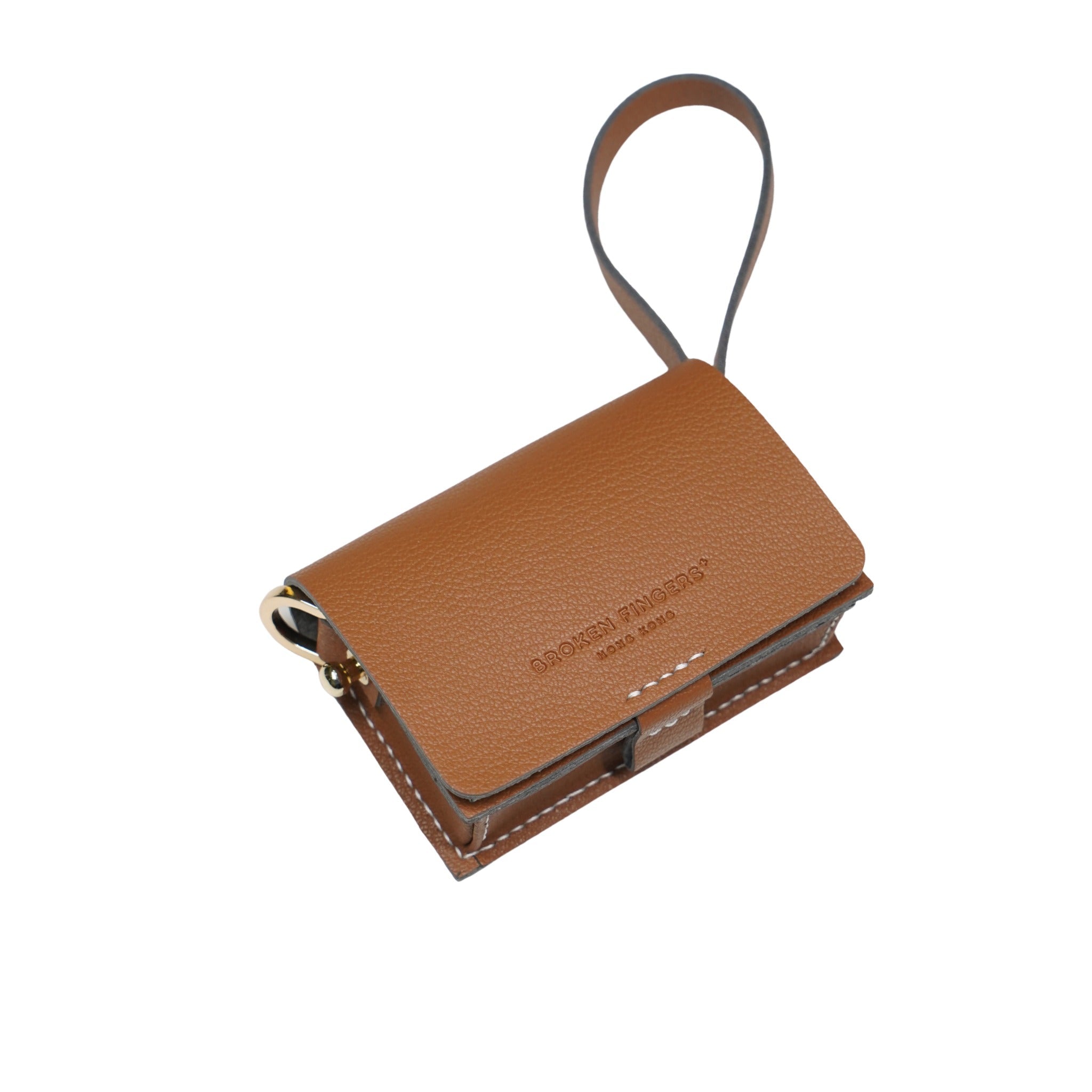Mini Boxy 焦糖啡 Toffee 正面 · apple leather mini crossbody bag, handmade in Hong Kong