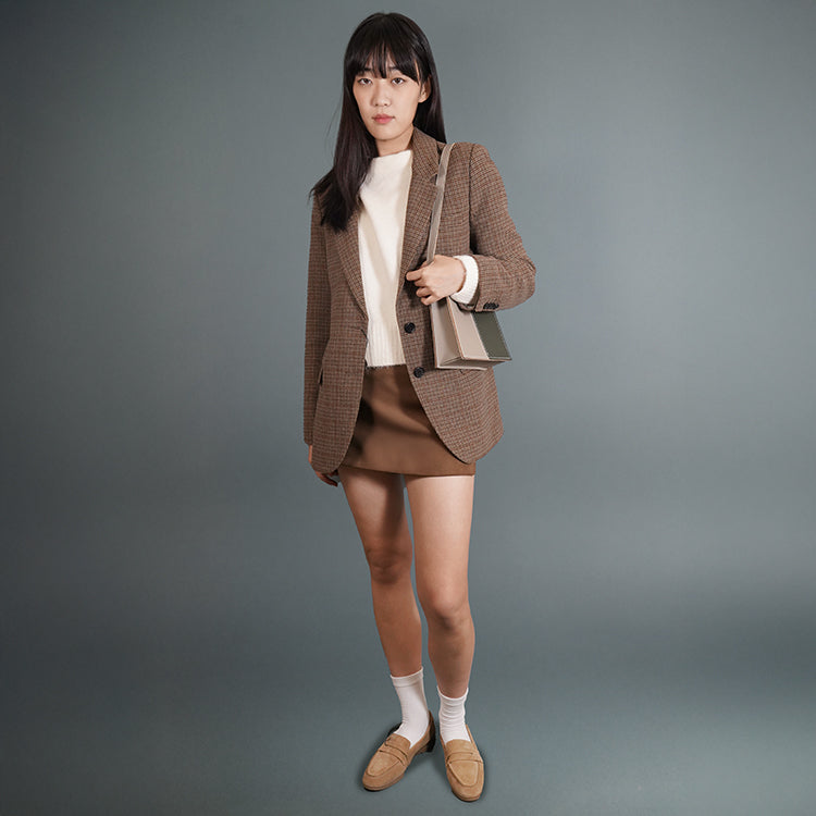 Ladder Bag 【 米白色 X 深灰色  】環保69%蘋果再造皮革手袋