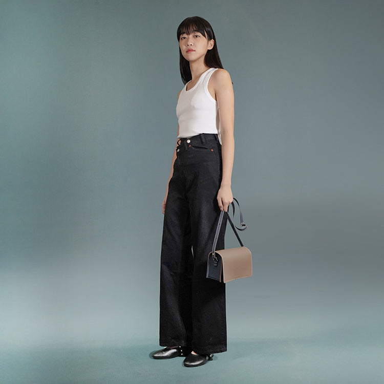 Boxy Bag 【 大象灰 X 深藍色  】環保69%蘋果再造皮革手袋