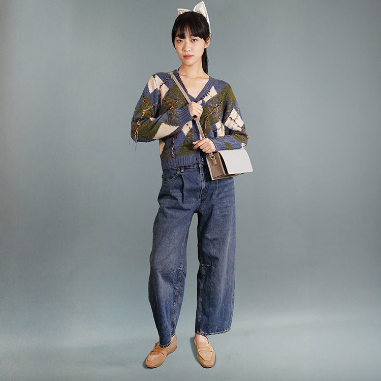 Boxy Bag 【 淺灰色 X 米白色 】環保69%蘋果再造皮革手袋