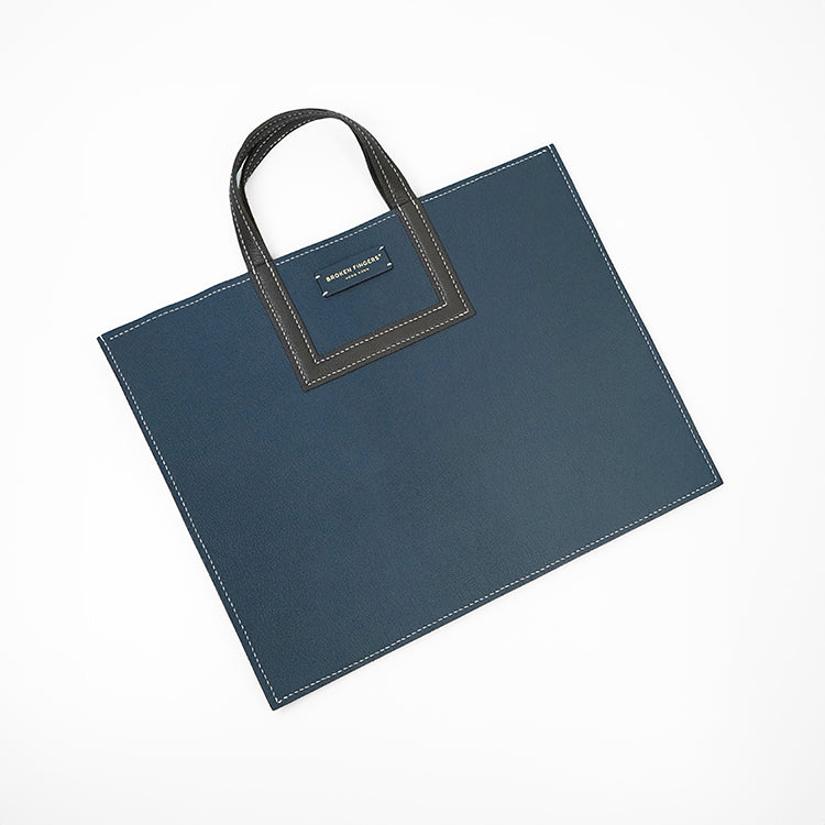 Frame Tote H 【 Cobalt Blue X Raven Charcoal 】意大利羊皮手袋