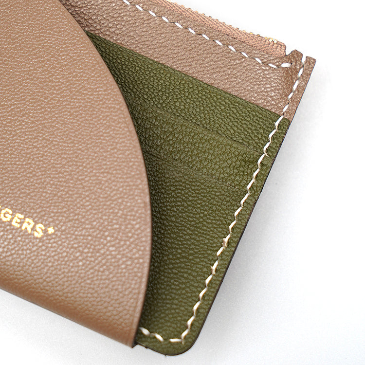 Zip Holder【 Earthy Taupe X Forest Green 】意大利羊皮皮具