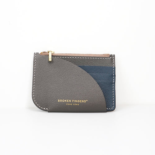 Zip Holder【 Smoky Dark Grey X Cobalt Blue 】意大利羊皮皮具