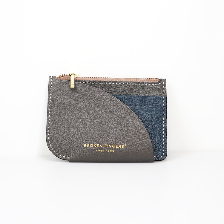 Zip Holder【 Smoky Dark Grey X Cobalt Blue 】意大利羊皮皮具