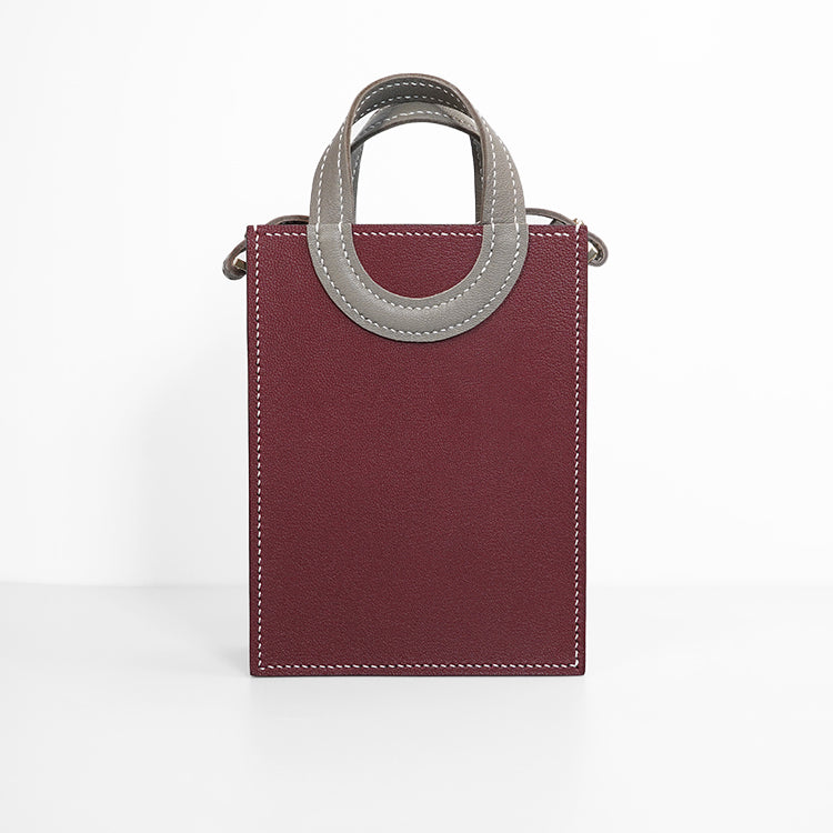 Box Tote XS 【 Maroon Muse 】意大利羊皮手袋