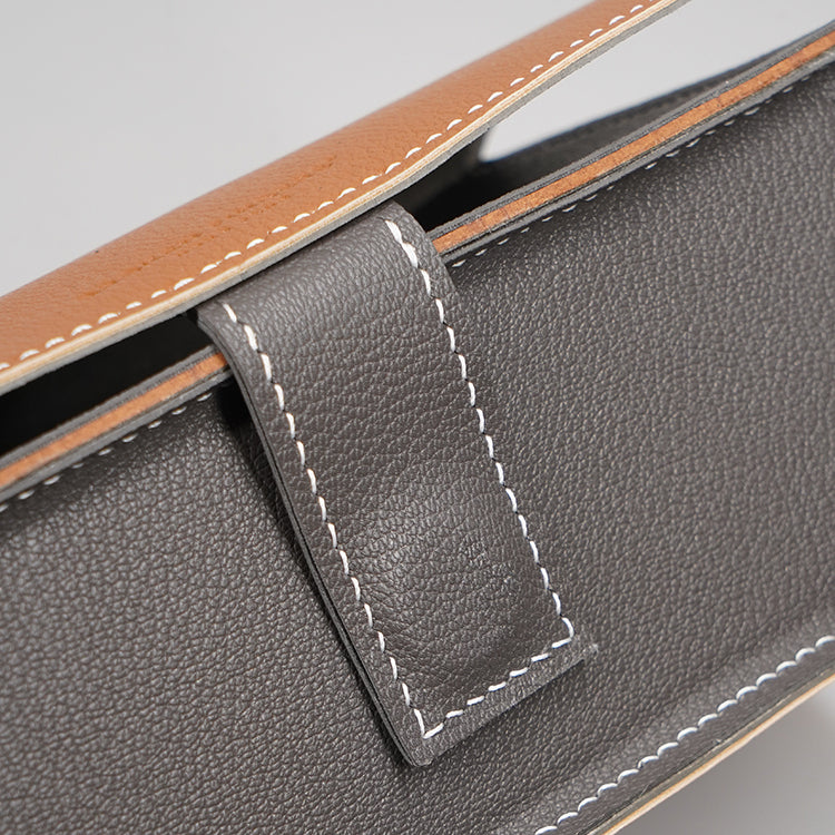 Boxy Bag 【 大象灰 X 深藍色  】環保69%蘋果再造皮革手袋