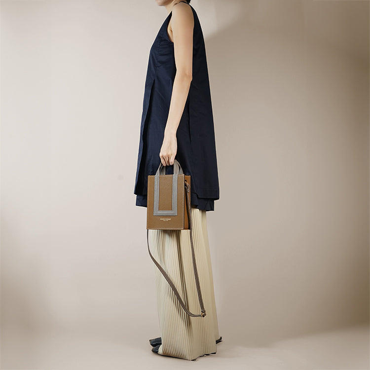 Box Tote XS 【 Sunlit Ochre X Sandstone Beige 】意大利羊皮手袋