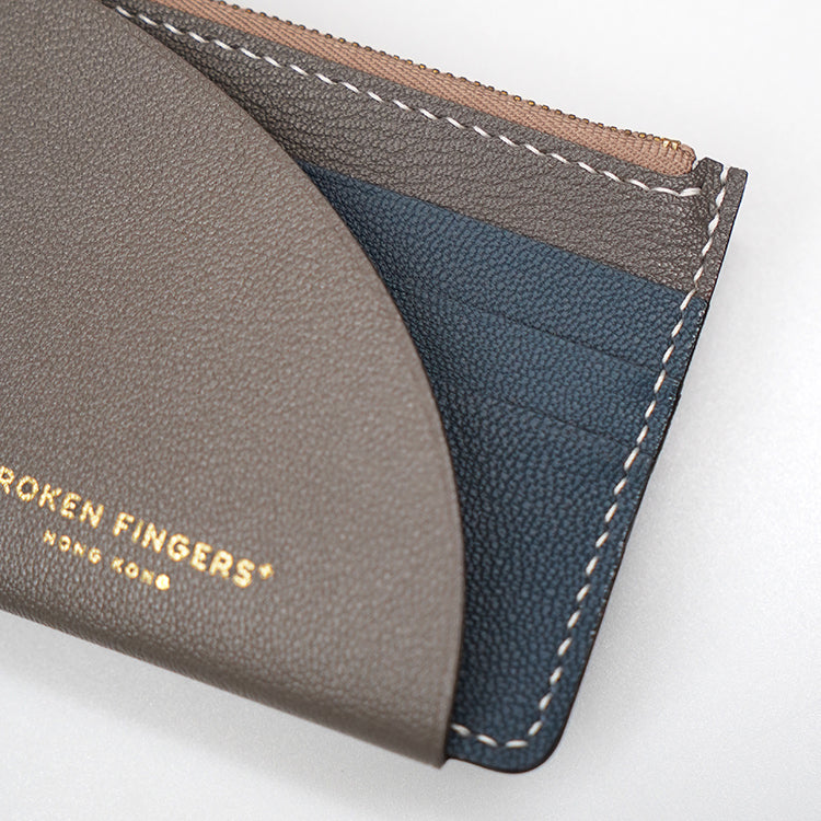 Zip Holder【 Smoky Dark Grey X Cobalt Blue 】意大利羊皮皮具