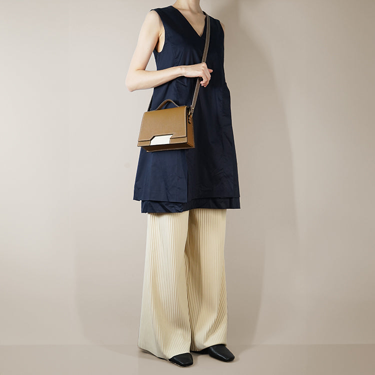 Dome Bag 【 Sunlit Ochre X Frost White 】意大利羊皮手袋