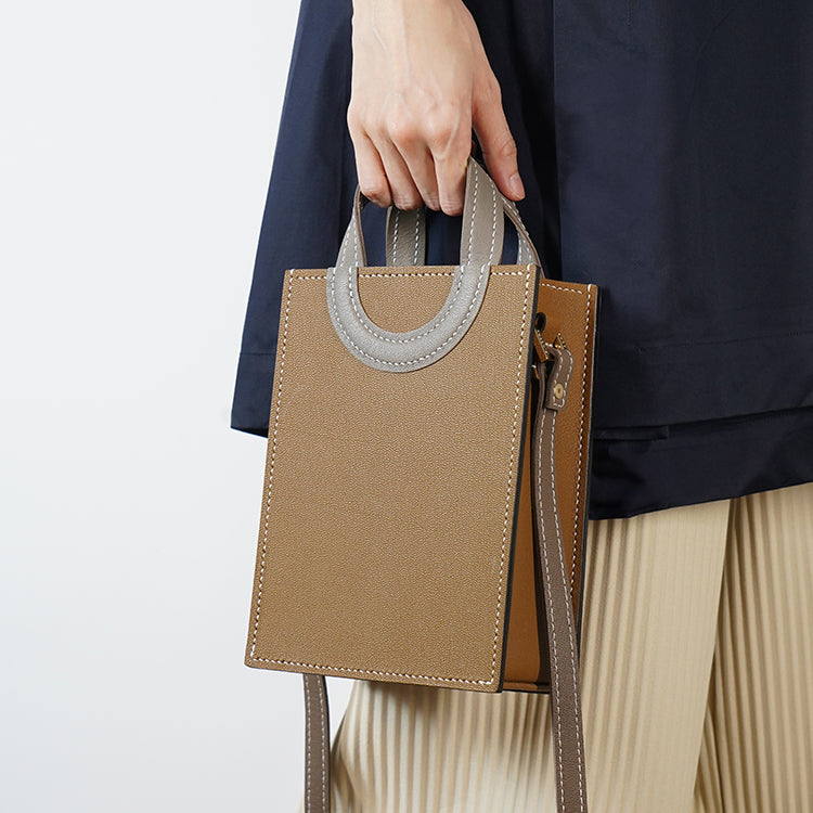 Box Tote XS 【 Sunlit Ochre X Sandstone Beige 】意大利羊皮手袋