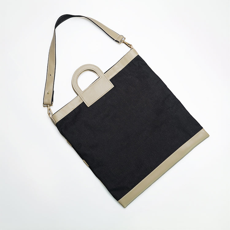 CarryAll Tote【 Taupe 】環保蘋果皮革牛仔布大容量手提袋
