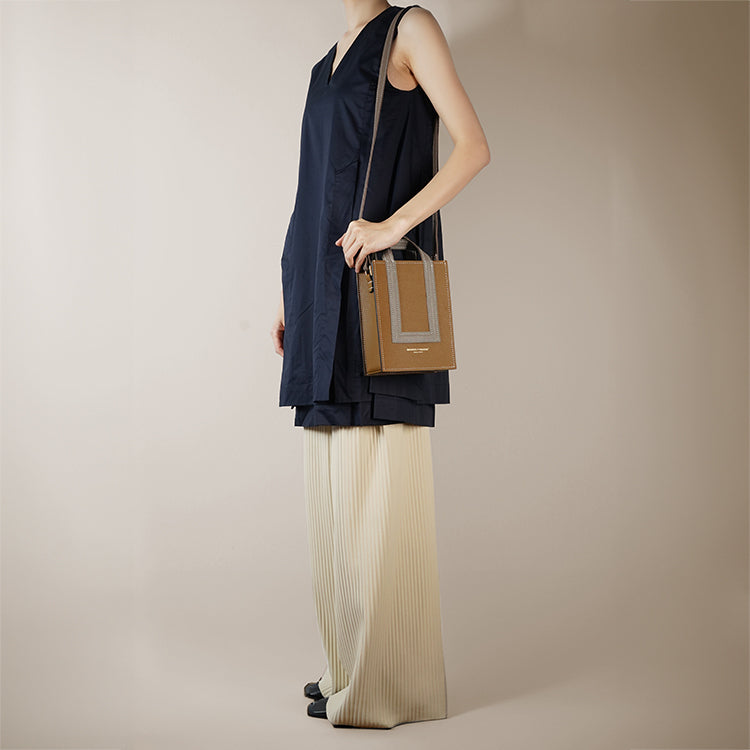 Box Tote XS 【 Sunlit Ochre X Sandstone Beige 】意大利羊皮手袋