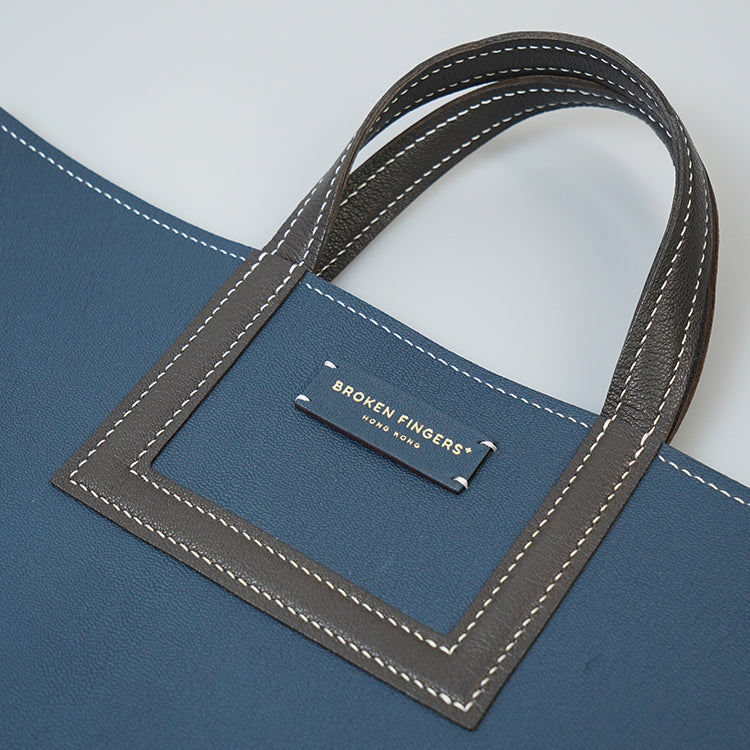 Frame Tote H 【 Cobalt Blue X Raven Charcoal 】意大利羊皮手袋