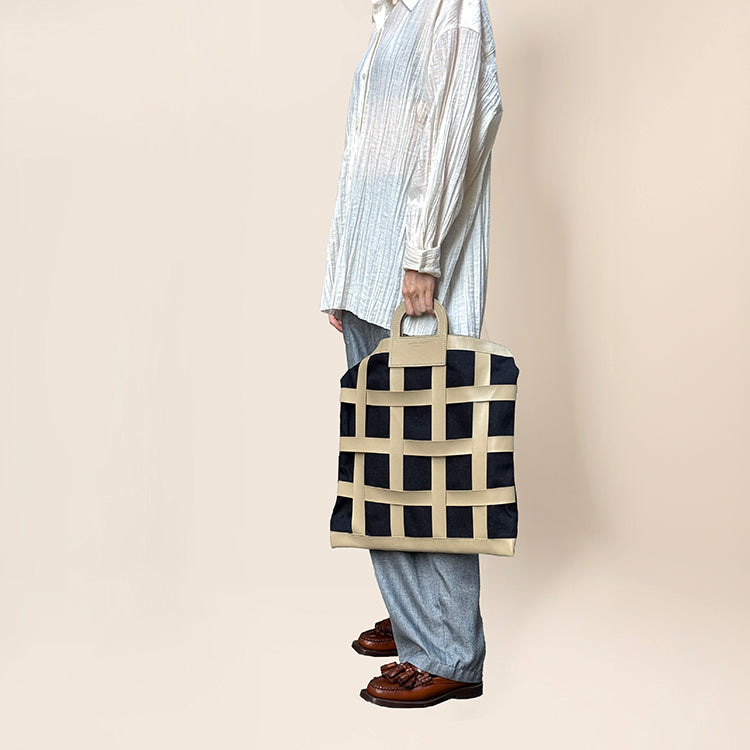 CarryAll Tote【 Taupe 】環保蘋果皮革牛仔布大容量手提袋