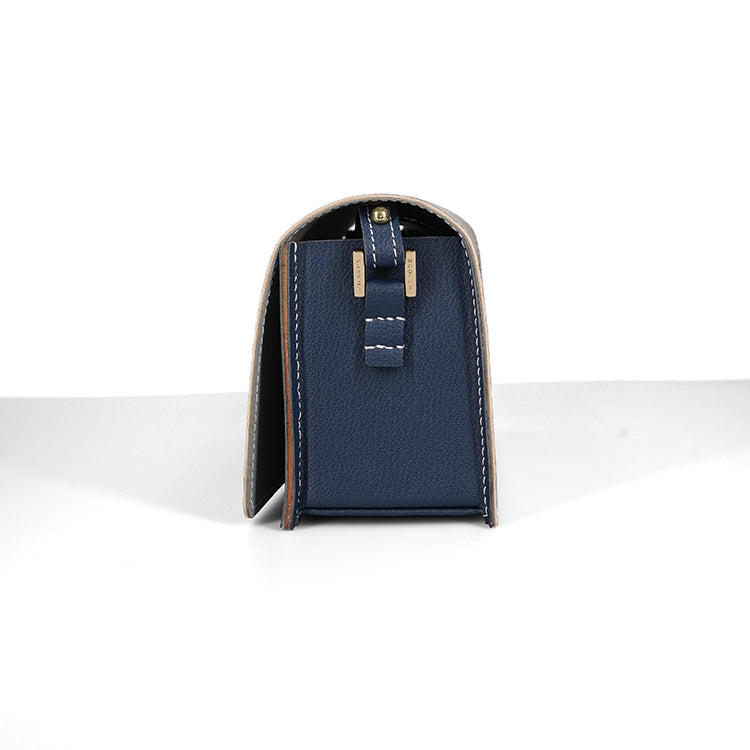 Boxy Bag 【 大象灰 X 深藍色  】環保69%蘋果再造皮革手袋