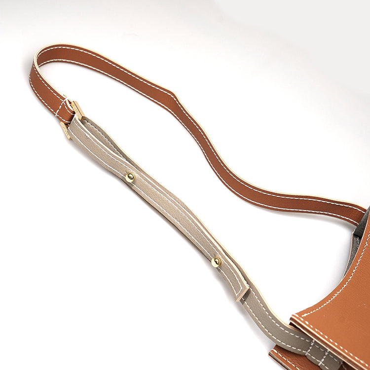 Ladder Bag 【焦糖啡 X 米白色  】環保69%蘋果再造皮革手袋