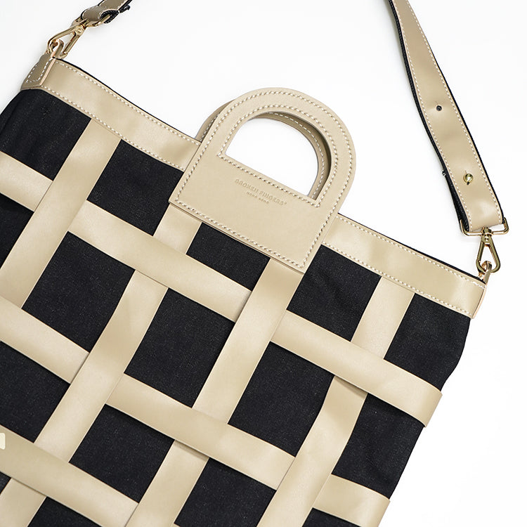 CarryAll Tote【 Taupe 】環保蘋果皮革牛仔布大容量手提袋