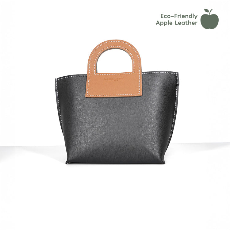Harvest Bag 【 黑色 X 焦糖啡 】環保69%蘋果再造皮革手袋