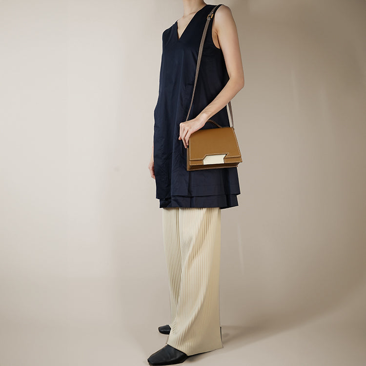 Dome Bag 【 Sunlit Ochre X Frost White 】意大利羊皮手袋