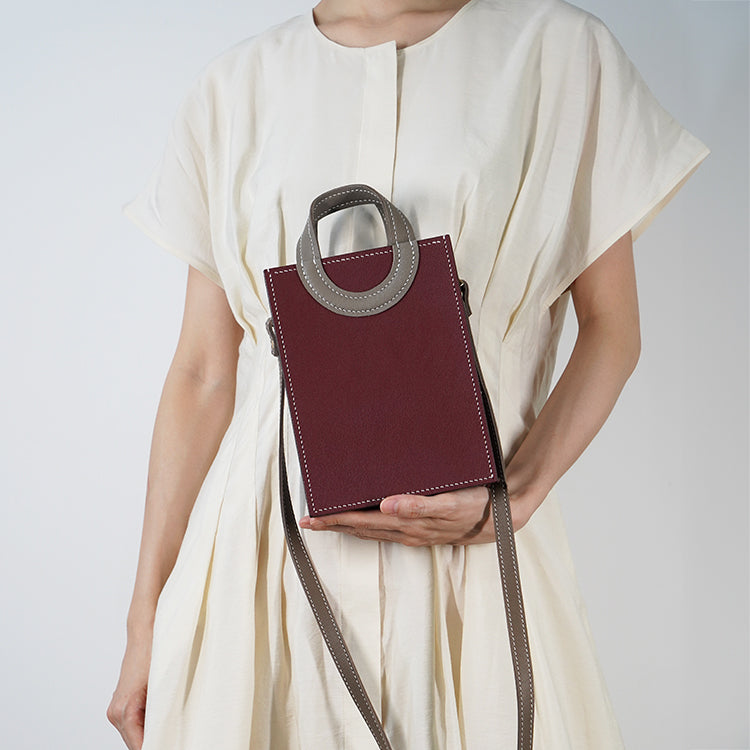 Box Tote XS 【 Maroon Muse 】意大利羊皮手袋