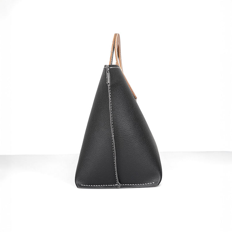 Harvest Bag 【 黑色 X 焦糖啡 】環保69%蘋果再造皮革手袋