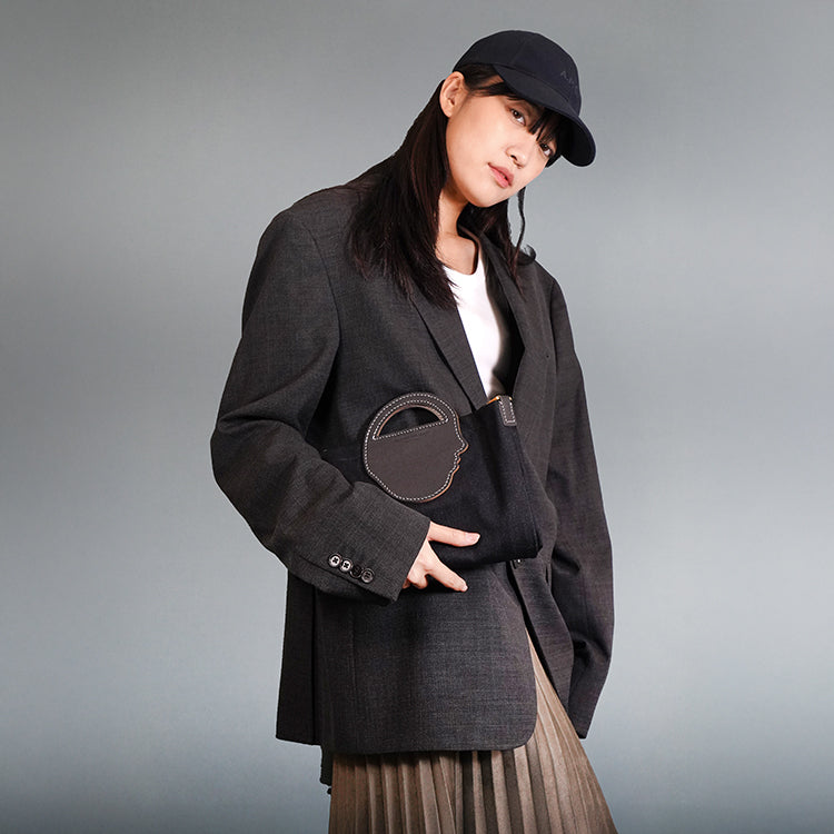 Flat Tote AP【 黑色 X 深灰】69%環保蘋果皮革牛仔布袋