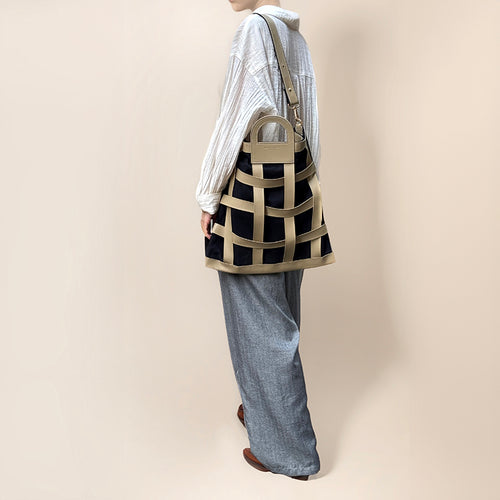 CarryAll Tote【 Taupe 】環保蘋果皮革牛仔布大容量手提袋