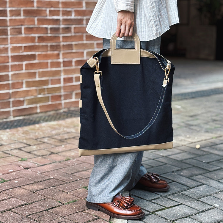 CarryAll Tote【 Taupe 】環保蘋果皮革牛仔布大容量手提袋