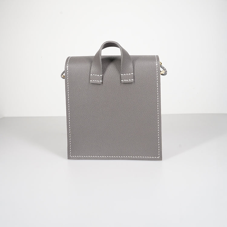 Square Bag 【 黑色 X 深灰色  】環保69%蘋果再造皮革手袋