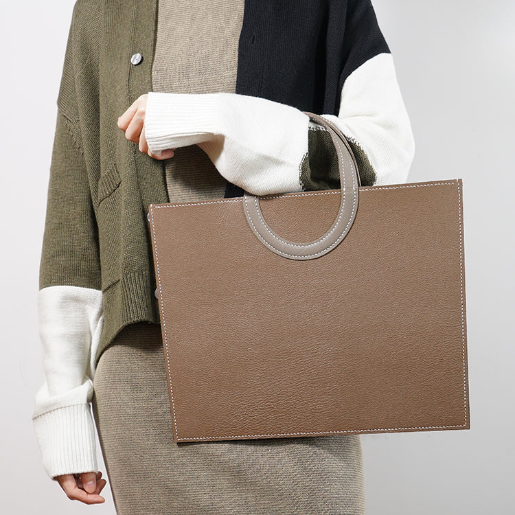 Frame Tote H 【 Earthy Taupe X Sandstone Beige 】意大利羊皮手袋