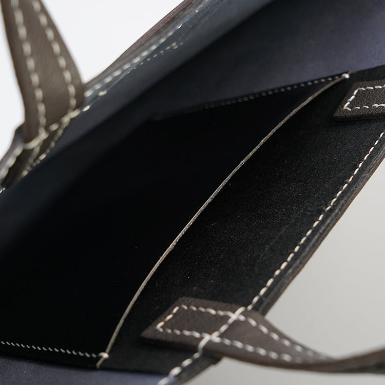 Frame Tote H 【 Cobalt Blue X Raven Charcoal 】意大利羊皮手袋