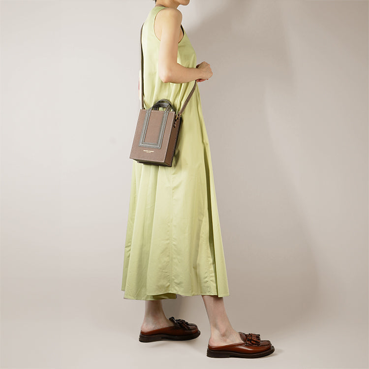 Box Tote XS 【 Earthy Taupe X Raven Charcoal 】意大利羊皮手袋