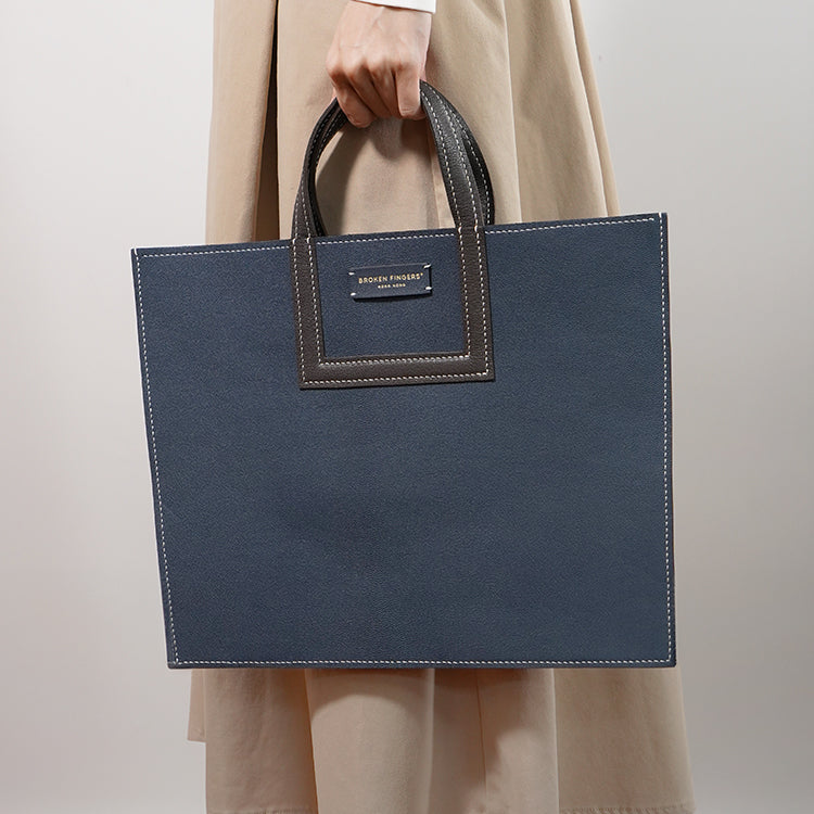 Frame Tote H 【 Cobalt Blue X Raven Charcoal 】意大利羊皮手袋