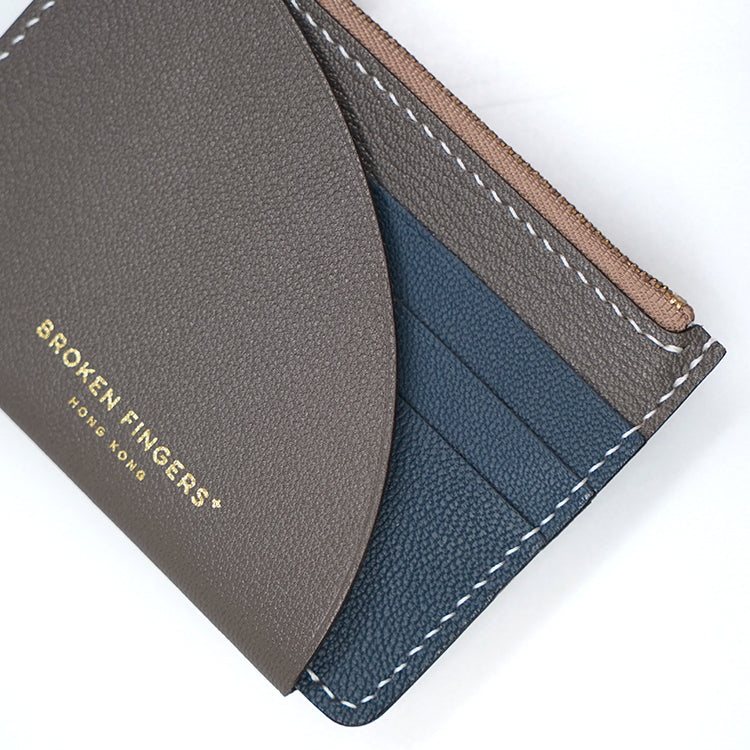 Zip Holder【 Smoky Dark Grey X Cobalt Blue 】意大利羊皮皮具