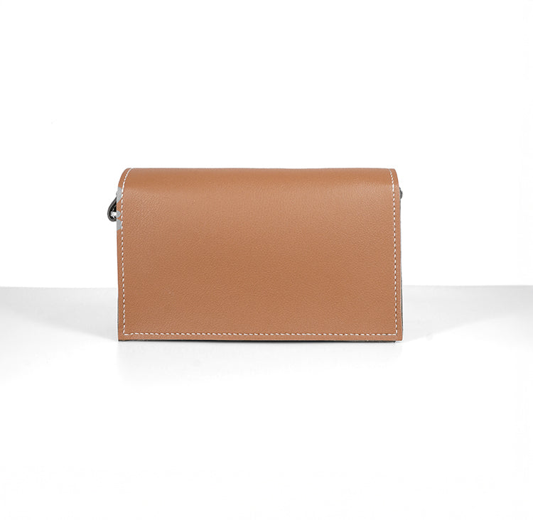 Boxy Bag 【 焦糖啡 X 深灰色 】環保69%蘋果再造皮革手袋