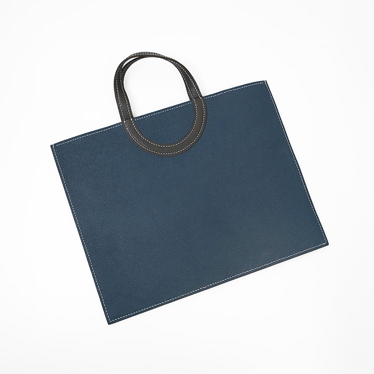 Frame Tote H 【 Cobalt Blue X Raven Charcoal 】意大利羊皮手袋