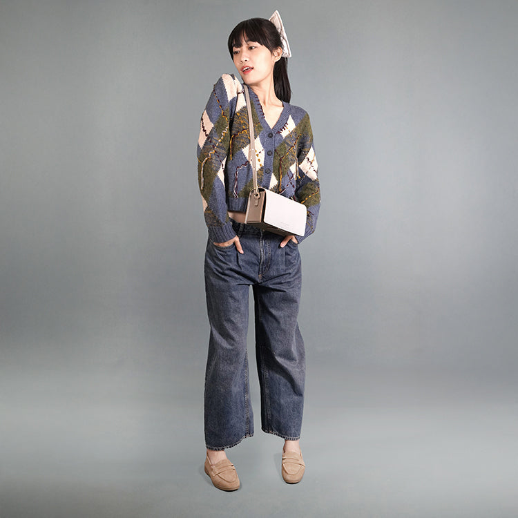 Boxy Bag 【 淺灰色 X 米白色 】環保69%蘋果再造皮革手袋