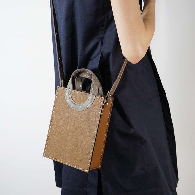 Box Tote XS 【 Sunlit Ochre X Sandstone Beige 】意大利羊皮手袋