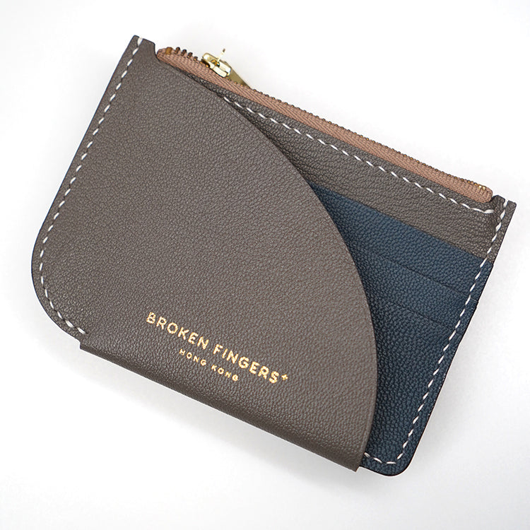 Zip Holder【 Smoky Dark Grey X Cobalt Blue 】意大利羊皮皮具