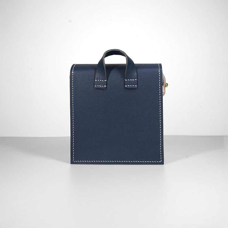 Square Bag 【 深藍色 X 淺灰色  】環保69%蘋果再造皮革手袋