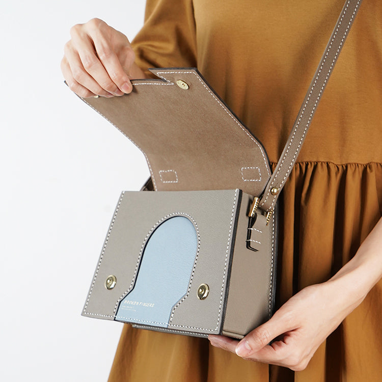 Dome Bag 【 Sandstone Beige  X Horizon Light Blue 】意大利羊皮手袋