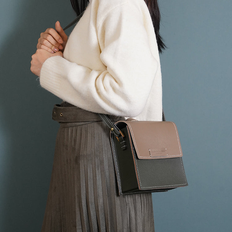 Square Bag 【 大象灰 X 綠色 】環保69%蘋果再造皮革手袋