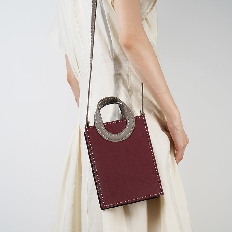 Box Tote XS 【 Maroon Muse 】意大利羊皮手袋