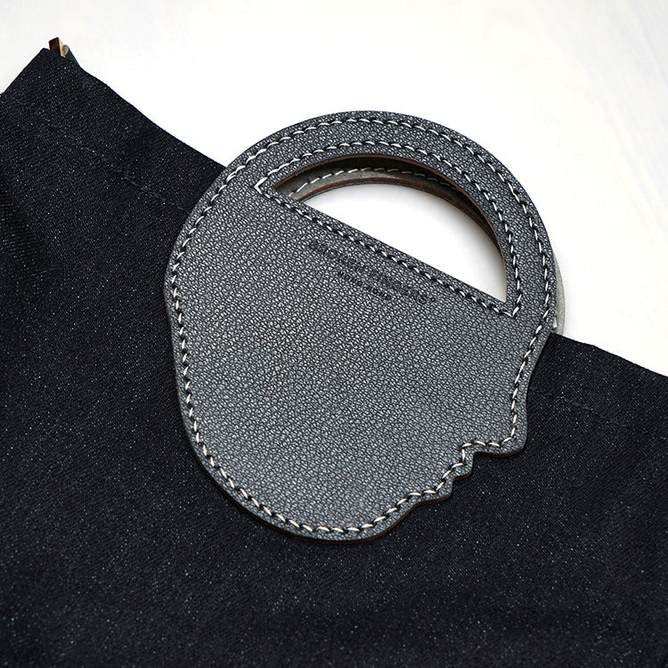 Flat Tote AP【 黑色 X 深灰】69%環保蘋果皮革牛仔布袋