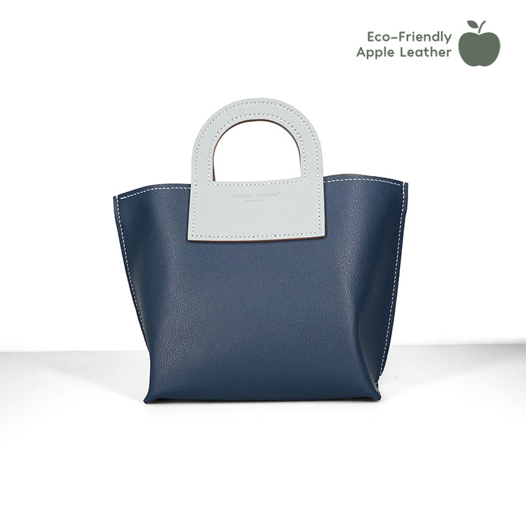 Harvest Bag 【 深藍色 X 米白色 】環保69%蘋果再造皮革手袋