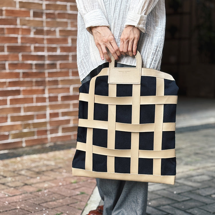 CarryAll Tote【 Taupe 】環保蘋果皮革牛仔布大容量手提袋