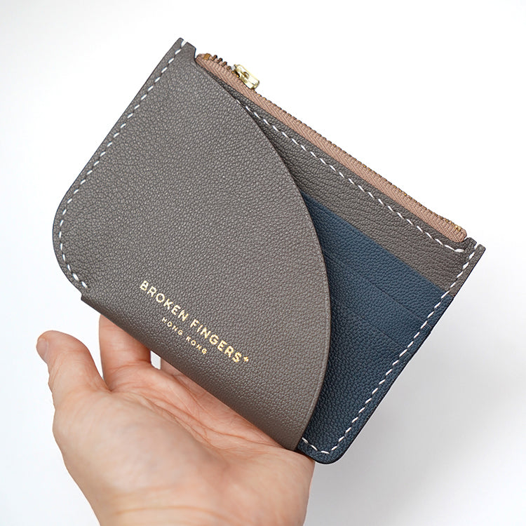 Zip Holder【 Smoky Dark Grey X Cobalt Blue 】意大利羊皮皮具
