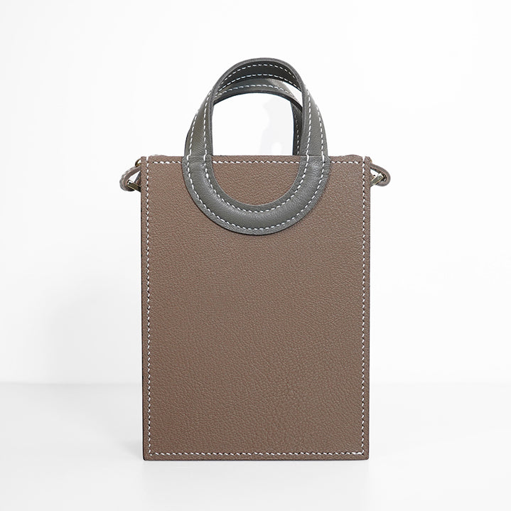Box Tote XS 【 Earthy Taupe X Raven Charcoal 】意大利羊皮手袋