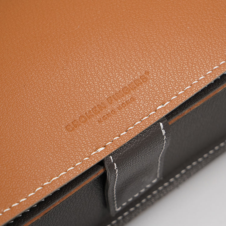 Boxy Bag 【 焦糖啡 X 深灰色 】環保69%蘋果再造皮革手袋